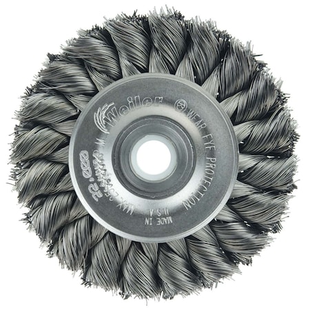 Weiler 3" Standard Twist Knot Wire Wheel, .0118" Steel Fill, 1/2"-3/8" 9104